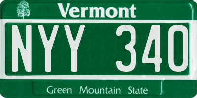 VT license plate NYY340