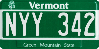 VT license plate NYY342