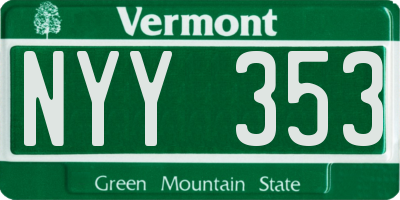 VT license plate NYY353