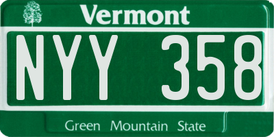 VT license plate NYY358