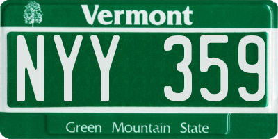 VT license plate NYY359