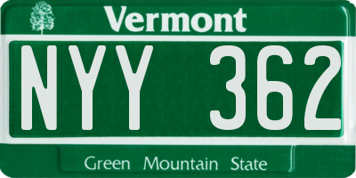 VT license plate NYY362
