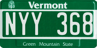 VT license plate NYY368