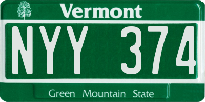 VT license plate NYY374