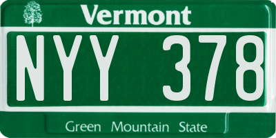 VT license plate NYY378