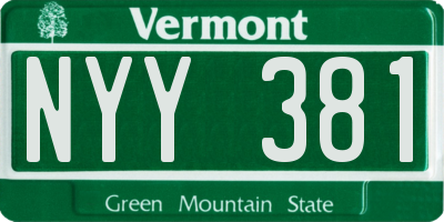 VT license plate NYY381