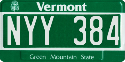 VT license plate NYY384