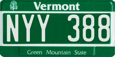 VT license plate NYY388