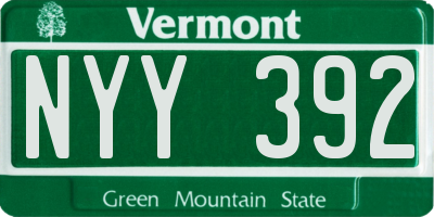 VT license plate NYY392
