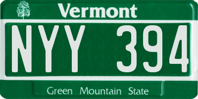 VT license plate NYY394