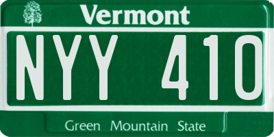 VT license plate NYY410