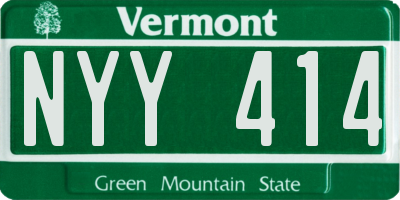 VT license plate NYY414