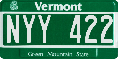 VT license plate NYY422