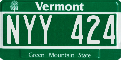 VT license plate NYY424
