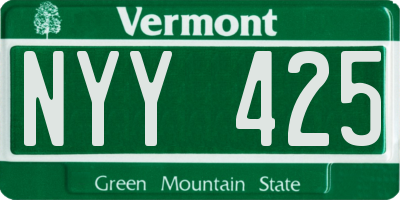 VT license plate NYY425