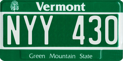 VT license plate NYY430