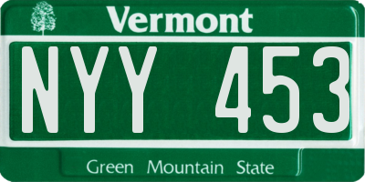 VT license plate NYY453