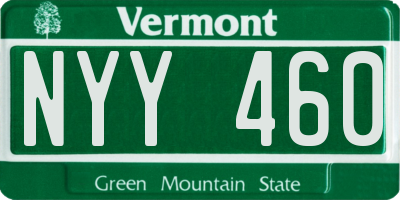 VT license plate NYY460