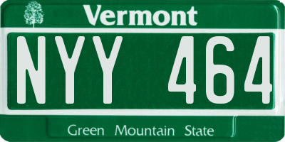 VT license plate NYY464