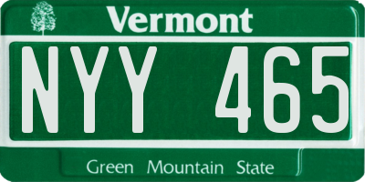 VT license plate NYY465