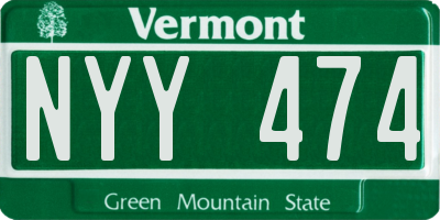 VT license plate NYY474