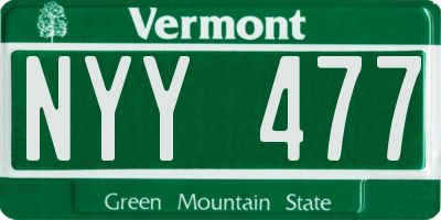 VT license plate NYY477
