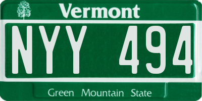 VT license plate NYY494