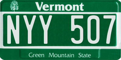VT license plate NYY507