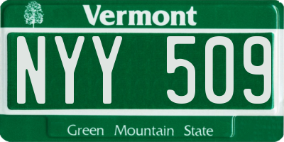 VT license plate NYY509