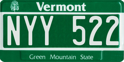 VT license plate NYY522
