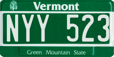 VT license plate NYY523