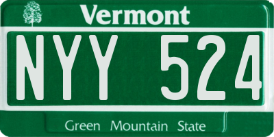 VT license plate NYY524