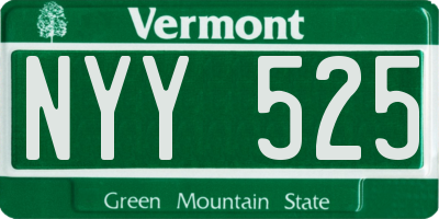 VT license plate NYY525
