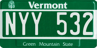 VT license plate NYY532