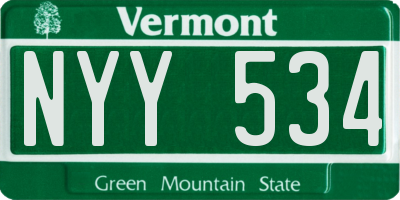 VT license plate NYY534