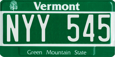 VT license plate NYY545