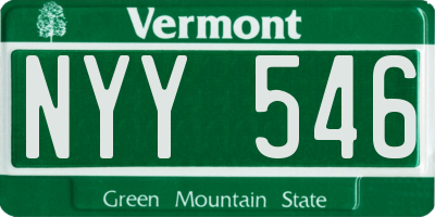 VT license plate NYY546