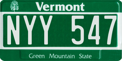 VT license plate NYY547