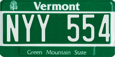 VT license plate NYY554