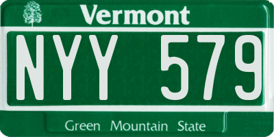 VT license plate NYY579