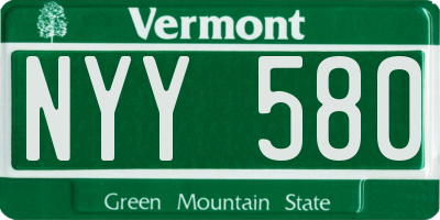 VT license plate NYY580