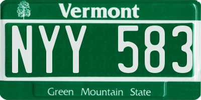 VT license plate NYY583