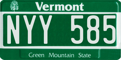 VT license plate NYY585