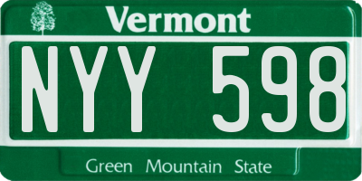 VT license plate NYY598