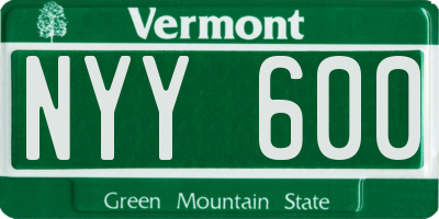 VT license plate NYY600