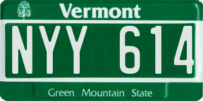 VT license plate NYY614