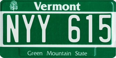 VT license plate NYY615