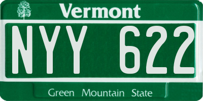 VT license plate NYY622