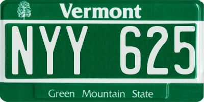 VT license plate NYY625