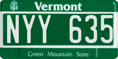VT license plate NYY635